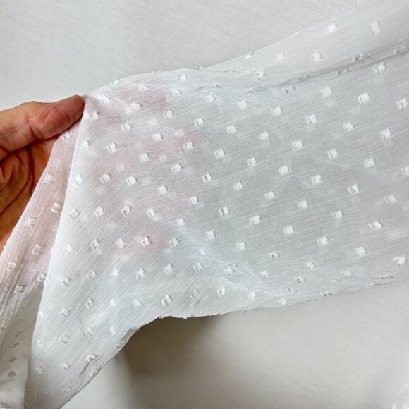 Abercrombie & Fitch White Sheer Swiss Dot Ruffled Tie Front LS Top Size M - Picture 11 of 11